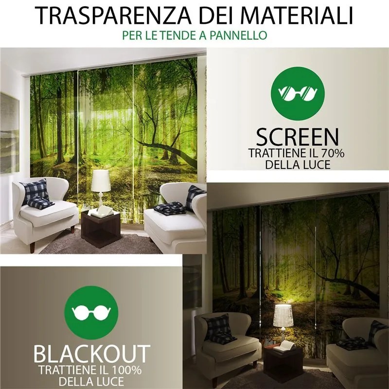 Set di 4 Tende a Pannello Schizzi di Vernice Blu cm.60x300  Colore Azzurro, Dimensioni e Misure cm 60x300