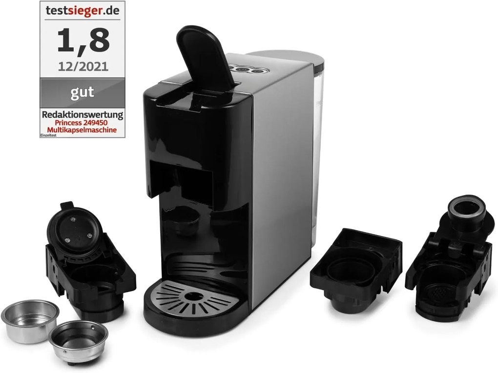 Macchina da caffè Princess 249450, 4-in-1, 19 bar, 800ml, Acciaio Inox