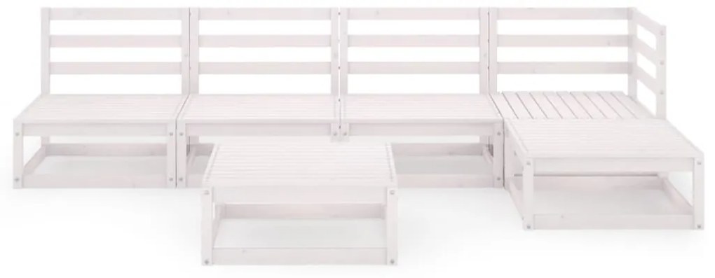 Set Divani da Giardino 6 pz Bianco in Legno Massello di Pino