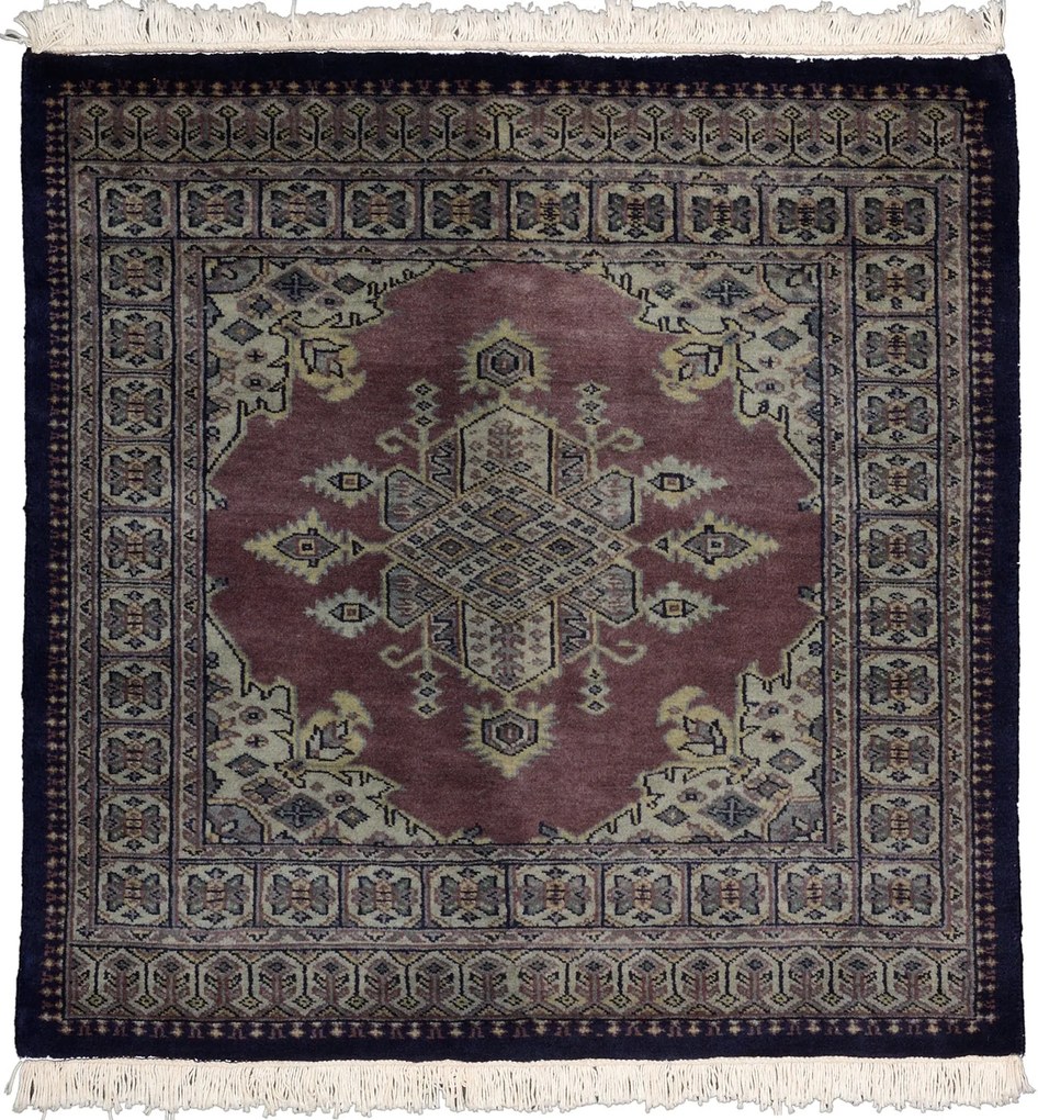 Bokhara Tappeto 90 x 90 Viola (Pakistan) Annodato A Mano