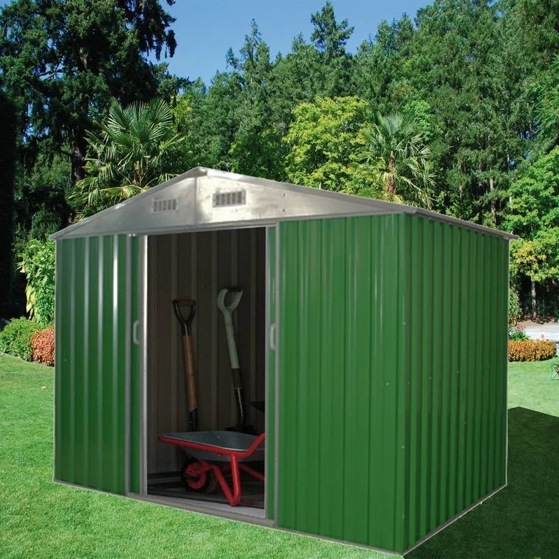 Casetta da giardino 4F GROUP in acciaio Varna verde con porta doppio scorrevole, superficie interna 2.43 m² e spessore parete 2.7 mm