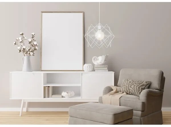 Lampadario a sospensione con filo GALL 1xE27/60W/230V bianco