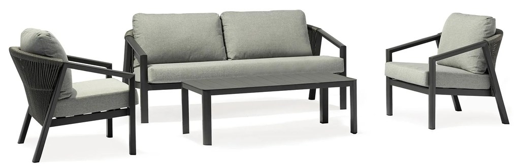 FRIDA - salotto outdoor in alluminio con schienale in corda