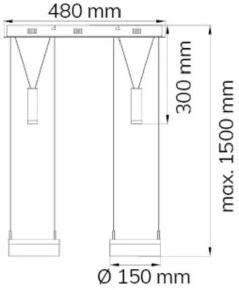 Wofi 7263.04.54.6000 - Lampadario a sospensione con filo LED dimmerabile 2xLED/7,5W/230V + 2xLED/1W
