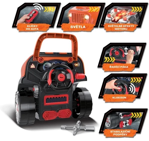 Autofficina per bambini 3xAAA + 1xCR2025 arancione/grigio