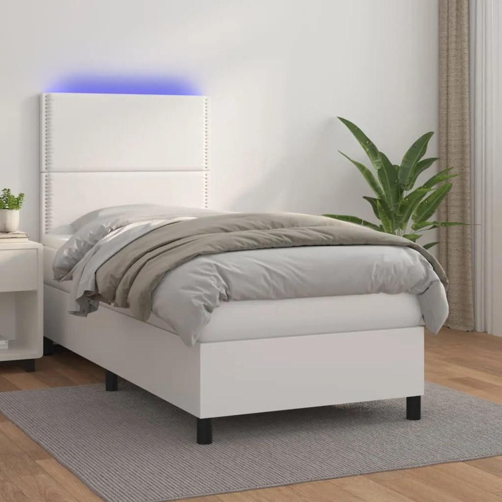 Giroletto Molle Con Materasso E Led Bianco 90x200 Cm Similpelle /