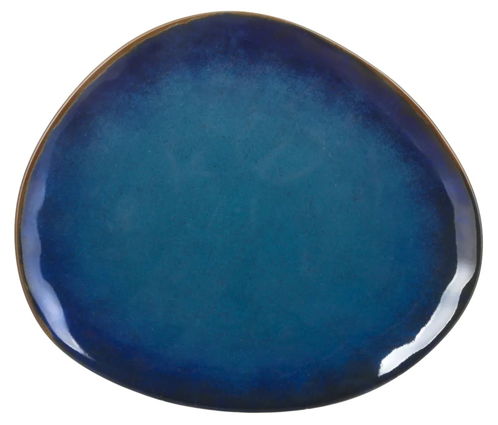 Piatto frutta triangolare in ceramica blu