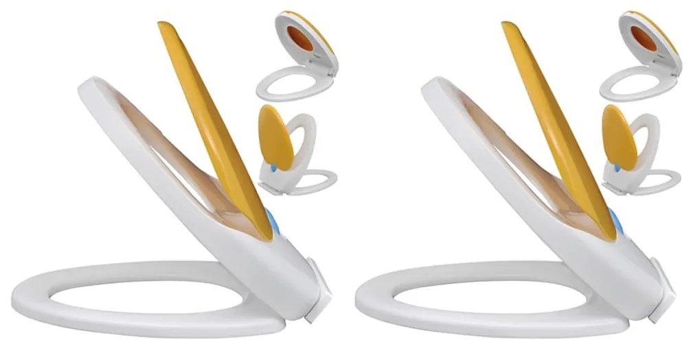 Copriwater A Chiusura Ammortizzata 2pz Plastica Bianco E Giallo /