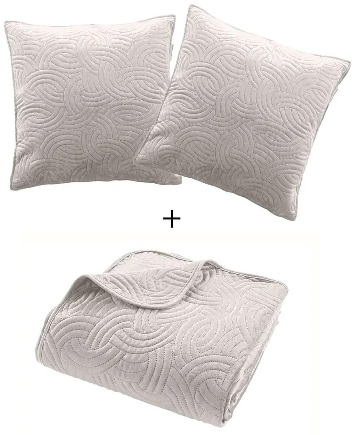 Set con copriletto e federa color crema in velluto 240x260 cm Solange – douceur d'intérieur