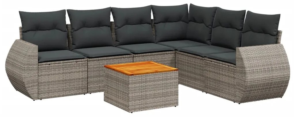 Set divani da giardino 7 pz con cuscini grigio in polyrattan