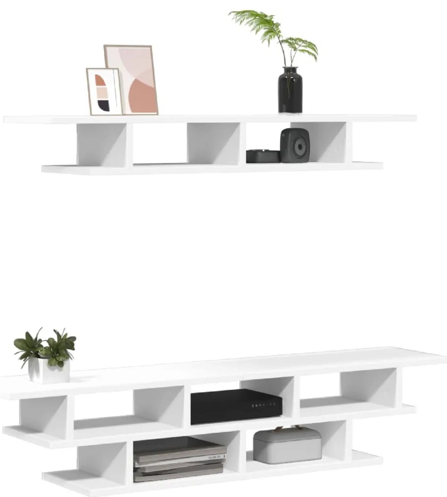 Mobili tv a muro bianchi in legno multistrato