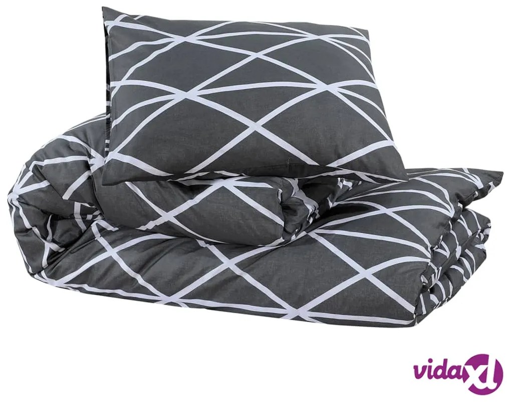 vidaXL Set Copripiumino Grigio 220x240 cm in Cotone