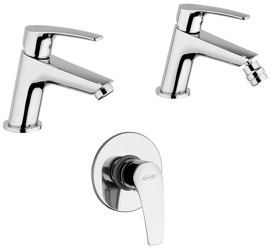 Jacuzzi Rubinetteria Lucente set miscelatori lavabo bidet per pilatta click clack e incasso doccia una uscita