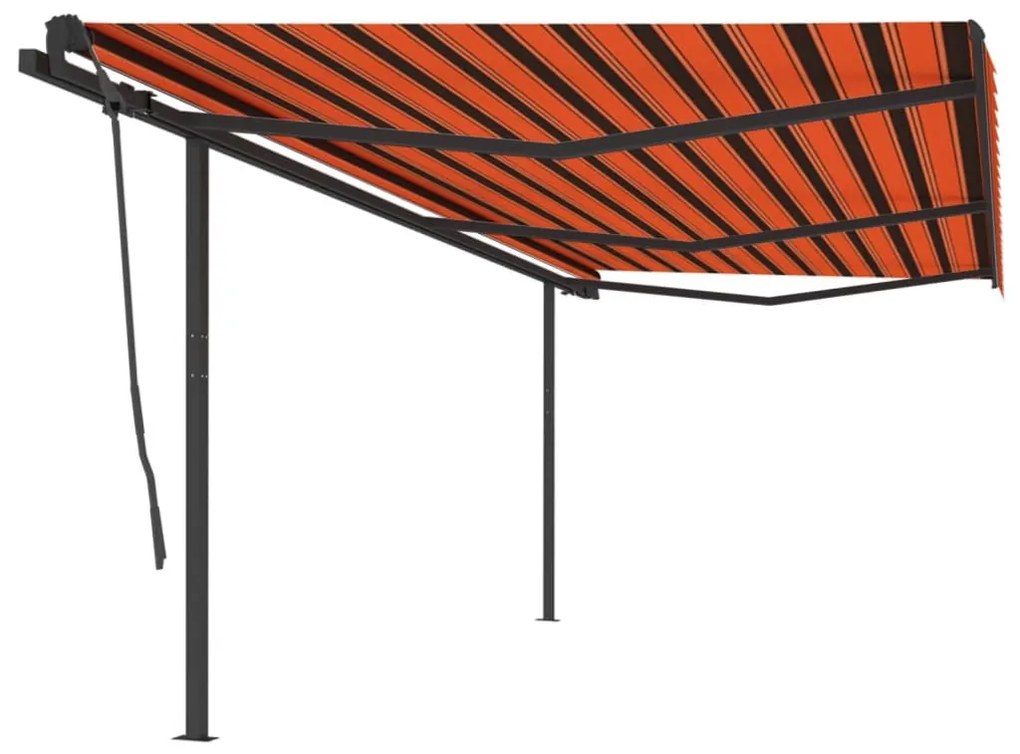 Tenda Retrattile Manuale Con Pali 6x3,5 M Arancione E Marrone /