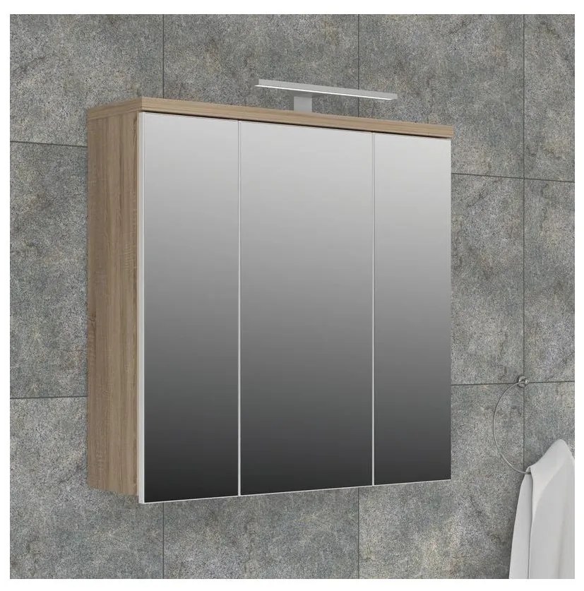 Mobile bagno sospeso con specchio VENOM bianco/rovere sonoma