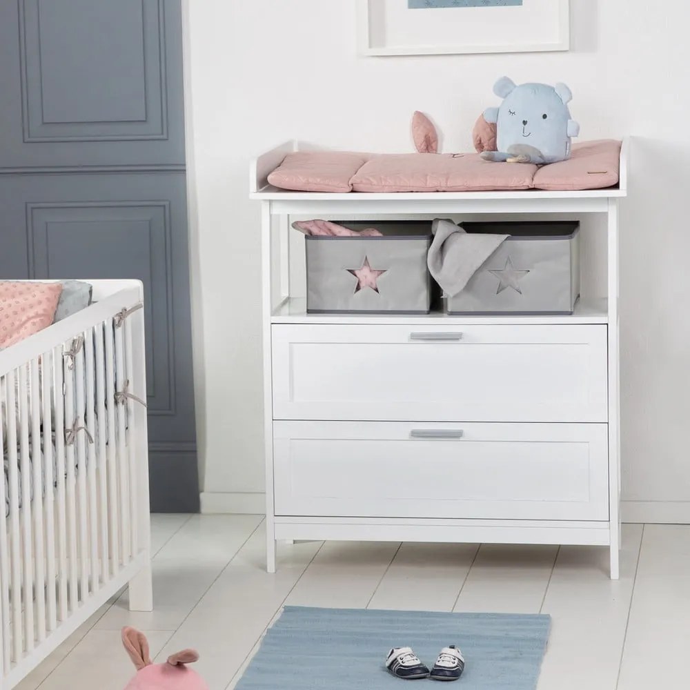 Cassettiera per bambini bianca con fasciatoio 75x100x87 cm Hamburg – Roba