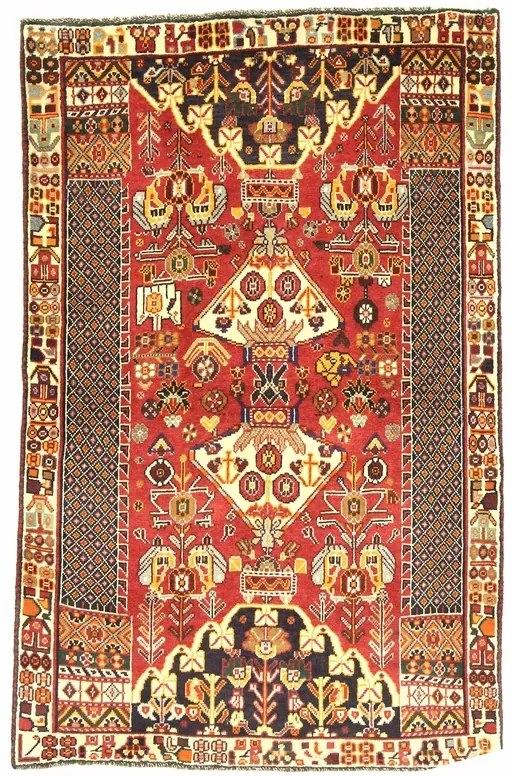 Teppich Tappeto 100 x 180 Rosso (Iran) Annodato A Mano