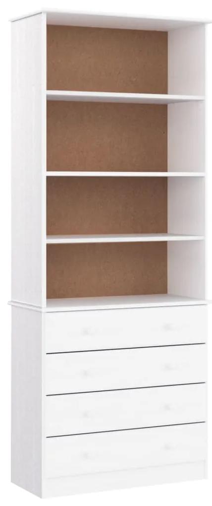 Libreria con cassetti alta bianca 77x35x186,5 cm massello pino