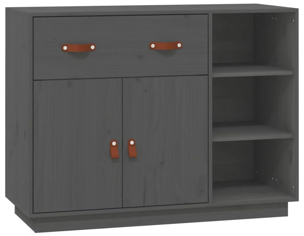 Credenza grigia 98,5x40x75 cm in legno massello di pino