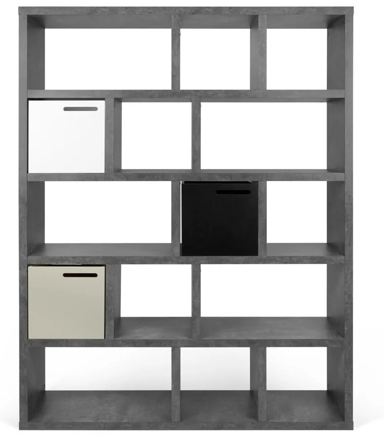 Libreria grigia effetto cemento 150x198 cm Berlin - TemaHome