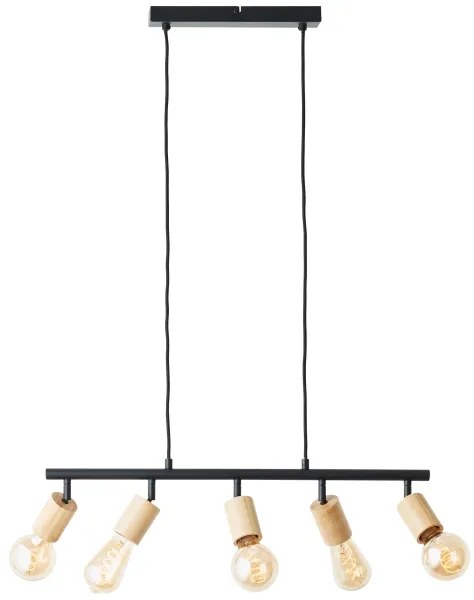 Brilliant - Lampadario sospeso a cavo 5xE27/28W/230V nero/bambù