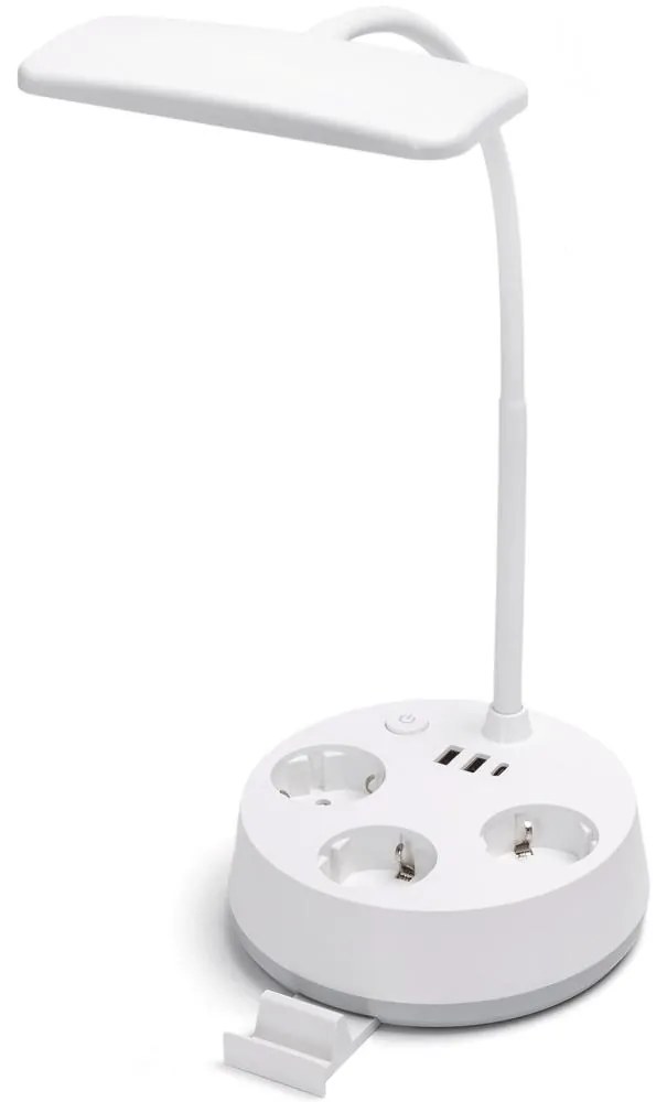 Aigostar - Lampada da tavolo dimmerabile a LED con prese elettriche integrate e porta USB LED/4,6W/230V bianca