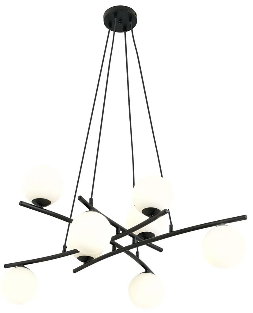 Lampadario Moderno Cadmo Acciaio Nero Bianco 8 Luci E14 Ip20