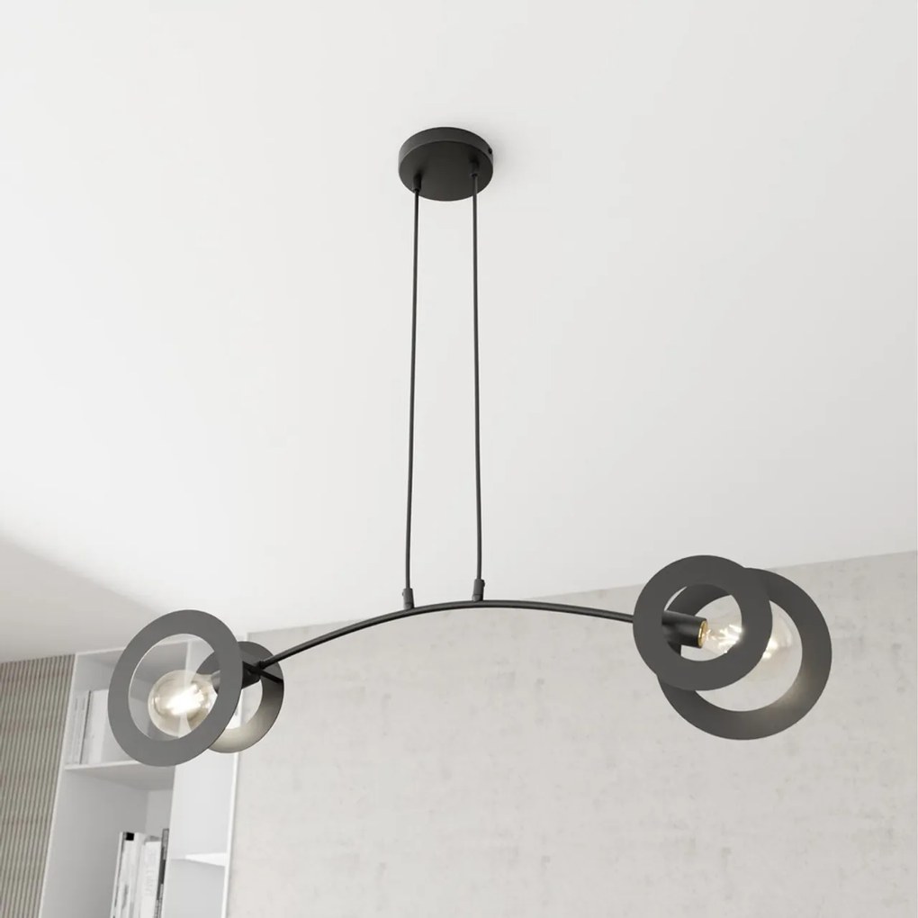 Lampada a sospensione in acciaio EUFORIA 2 nero 2xE27