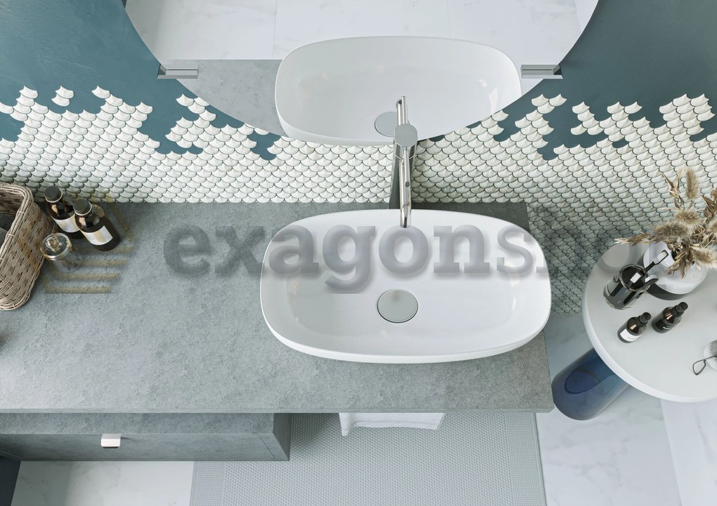 Mobile bagno Grigio cielo 80x50 Thema un cassetto e Top consolle 140x50 cm con lavabo bianco in ceramica