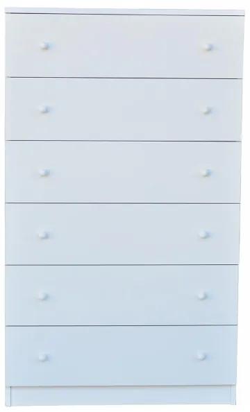 Cassettiera settimino in melaminico 6 cassetti 74x126h cm Bianco