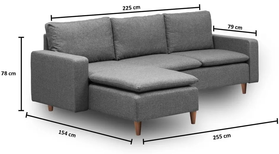 Divano angolare grigio (angolo sinistro) Lungo - Balcab Home