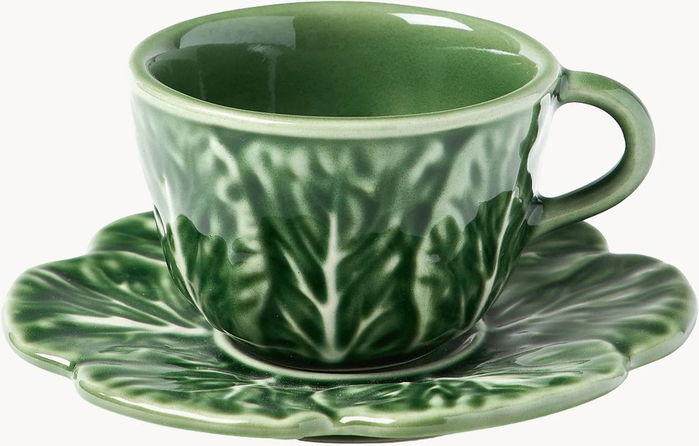 Set di 4 tazzine da caffè con piattino dipinte a mano Cabbage