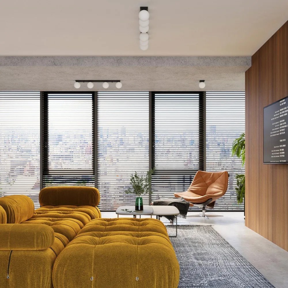 Plafoniera nera con paralume in vetro ø 12 cm Umerta – Sollux