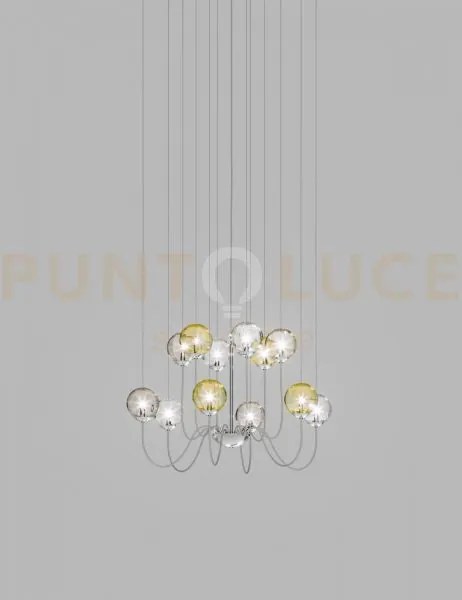 Puppet sospensione 12p multicolore 1 cromo lucido 12 luci attacco g9