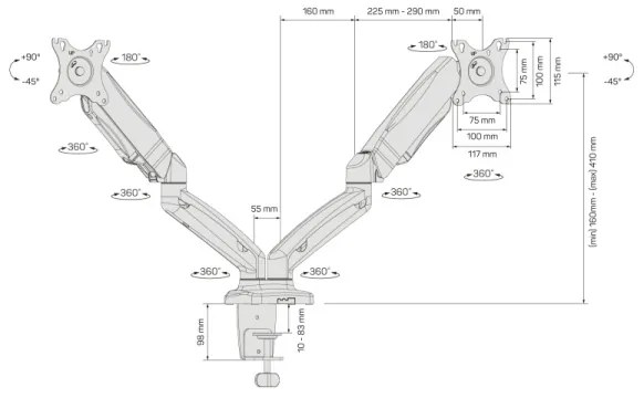 CONNECT IT CMF-3207-BK - Supporto universale per 2 monitor 13-27” nero