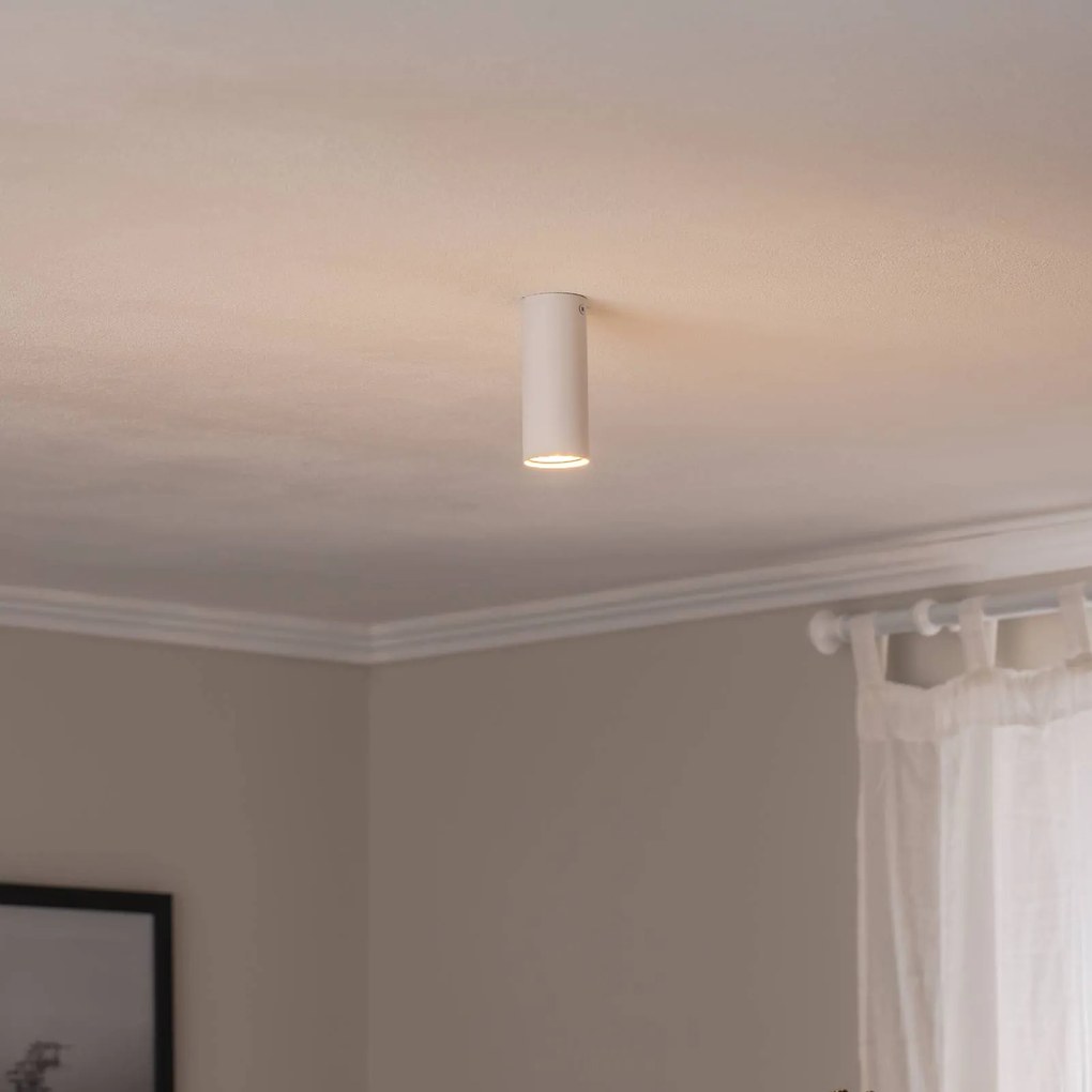 EMIBIG LIGHTING Faretto da soffitto Tecno 1S, acciaio, GU10, altezza 15 cm, bianco