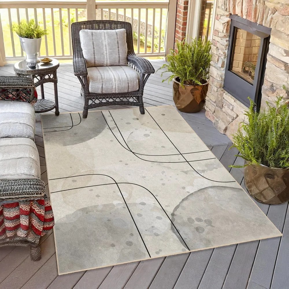 Passatoia grigia/color crema lavabile 80x200 cm Simple Lines – Mila Home