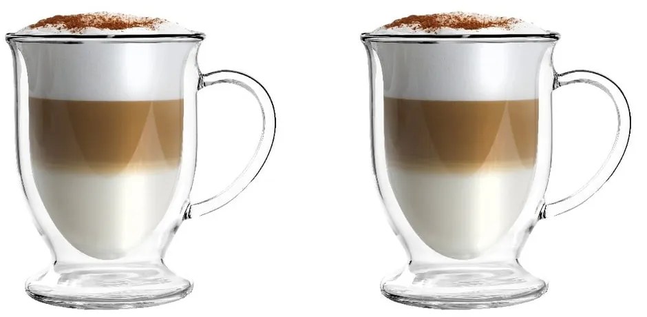 Tazze in set con parete doppia/da latte in vetro 2 pz 250 ml Amo – Vialli Design