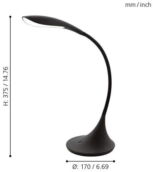 Eglo 94673 - Lampada LED da tavolo dimmerabile DambraA 1xLED/4,5W/230V nero