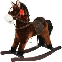 Cavallo a Dondolo per Bambini in Peluche con Suoni Marrone Scuro