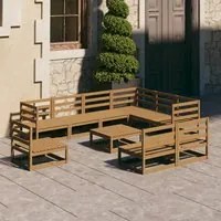 Set Divani da Giardino 10 pz Marrone Miele in Massello di Pino 3075812