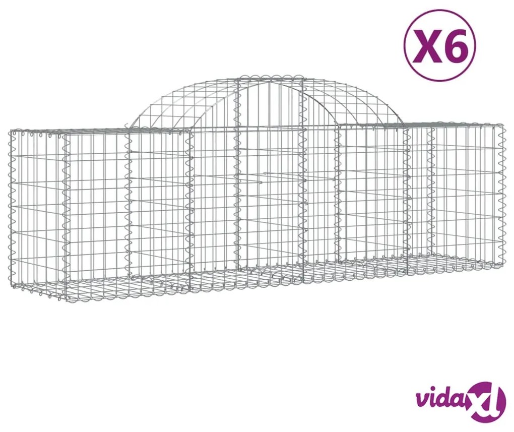 vidaXL Cesti Gabbioni ad Arco 6 pz 200x50x60/80 cm Ferro Zincato