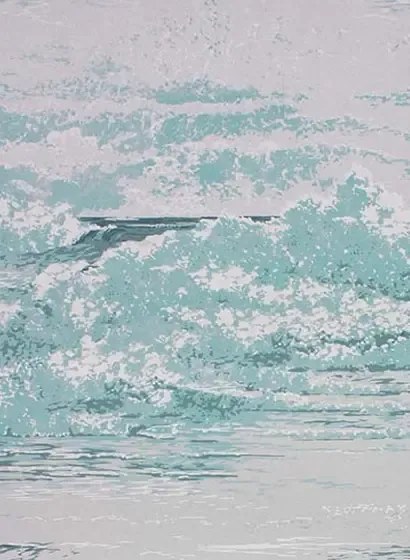 Osborne & Little Carta da parati Marmara - Aqua/ Pale Grey