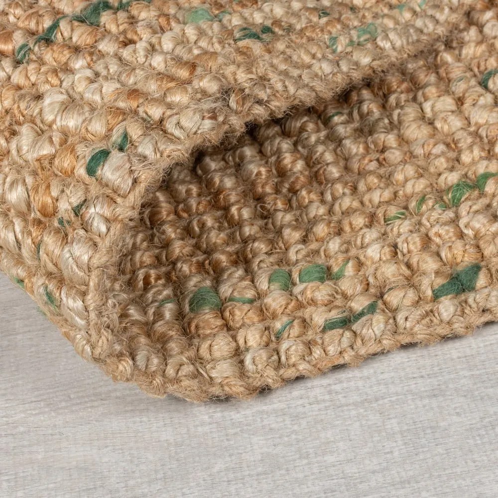 Tappeto verde/di colore naturale in iuta reversibile/tessuto a mano 120x170 cm Jute Boucle Green – Flair Rugs