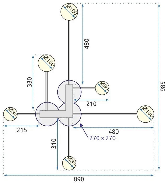 LAMPADA DA SOFFITTO 6 PUNTI LUCE BLACK LED APP521-6C