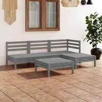 Set Salotto da Giardino 5 pz in Legno Massello di Pino Grigio 3082634