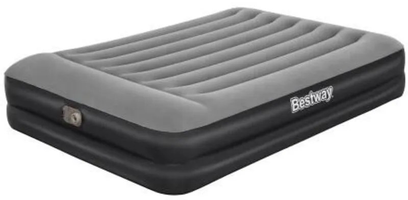 67403 Airbed Tritech Bicolor Nero/Grigio Matrimoniale Plus Floccato Cm 203X152X46 Pompa Elettrica Integrata e Sacca - Bestway