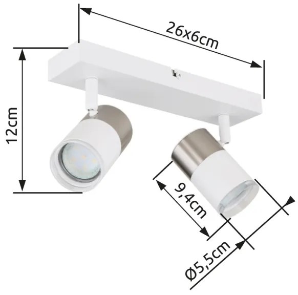 Globo 57851-2 - Faretto BRISBON 2xGU10/25W/230V bianco/cromo