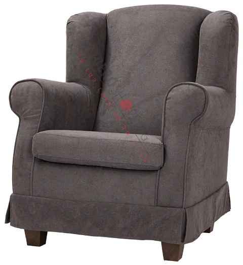 Poltrona imbottita BERGERE in tessuto sfoderabile Grigio