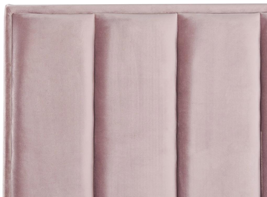Letto matrimoniale con contenitore velluto rosa 180 x 200 cm SEZANNE Beliani